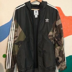 Dual zipper camouflage adidas jacket.